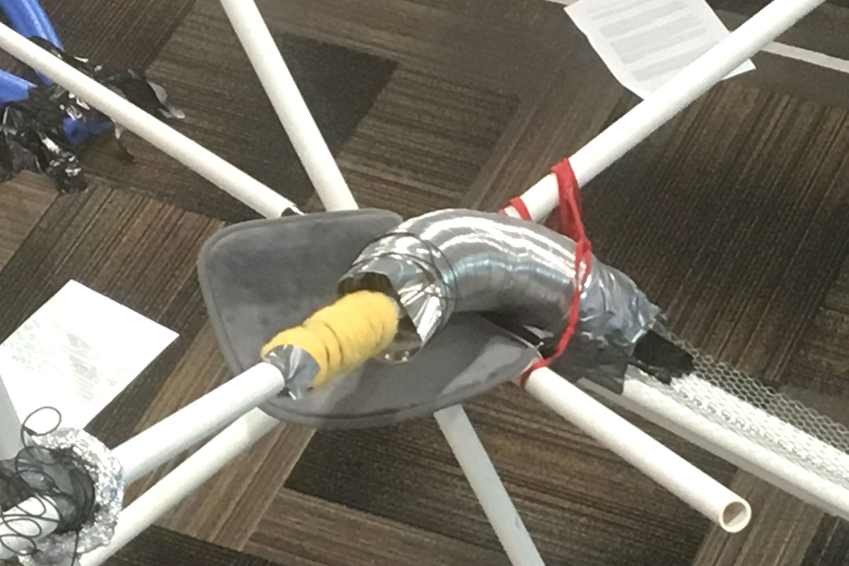 The heart of Team Awesome's cutting edge contraption. Lots of PVC pipe and duct tape!