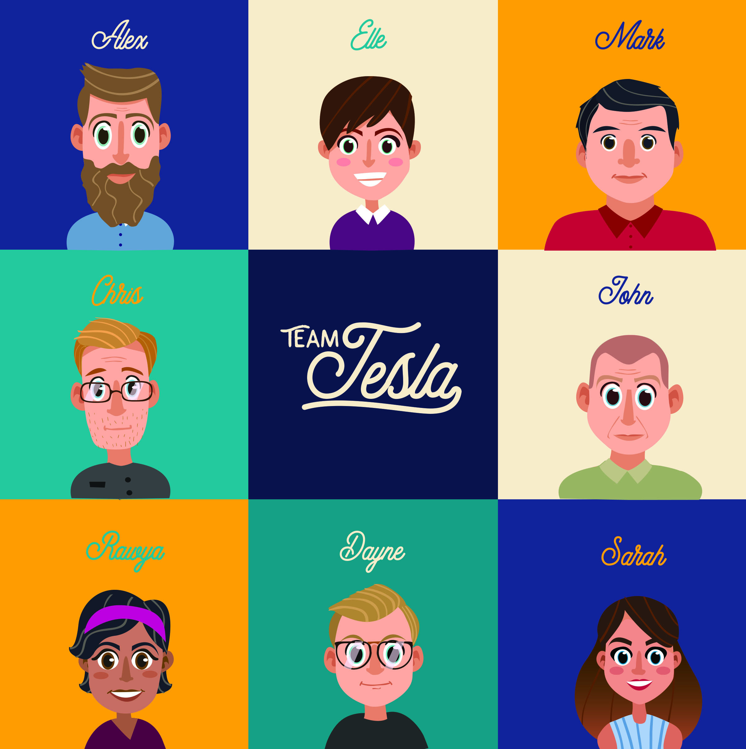 An illustration I made of the product development team I work on that is responsible for improving StrongMind's LMS.