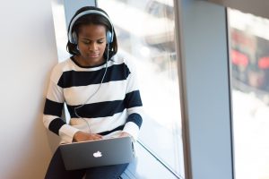 girl using laptop