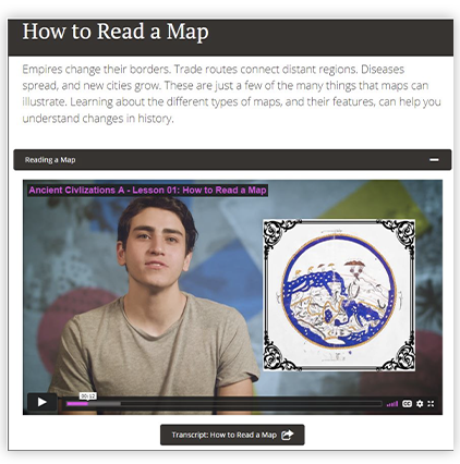 Snapshot showing How to Read a Map lesson in strongmind