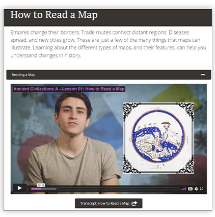 Snapshot showing How to Read a Map lesson in strongmind