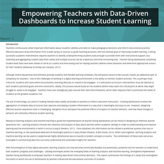 Thumbnail of white paper detailing development of teacher dashboards