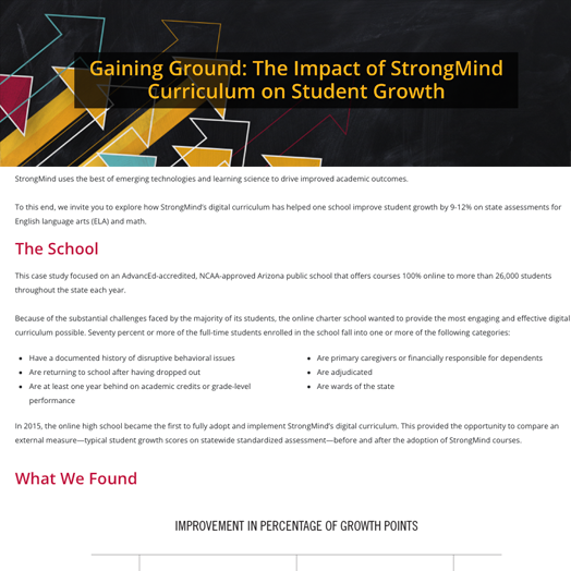 Thumbnail showing "Gaining Ground" report/paper