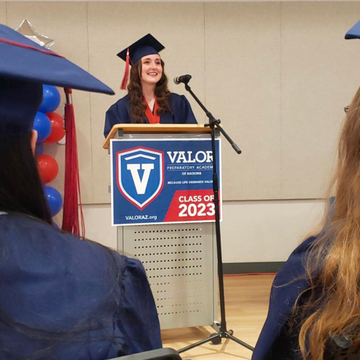 Student at Valor Preparatory Academy of Arizona at graduation